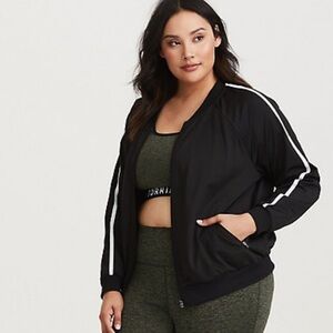 Torrid black & white stripe active track jacket 00 m/l